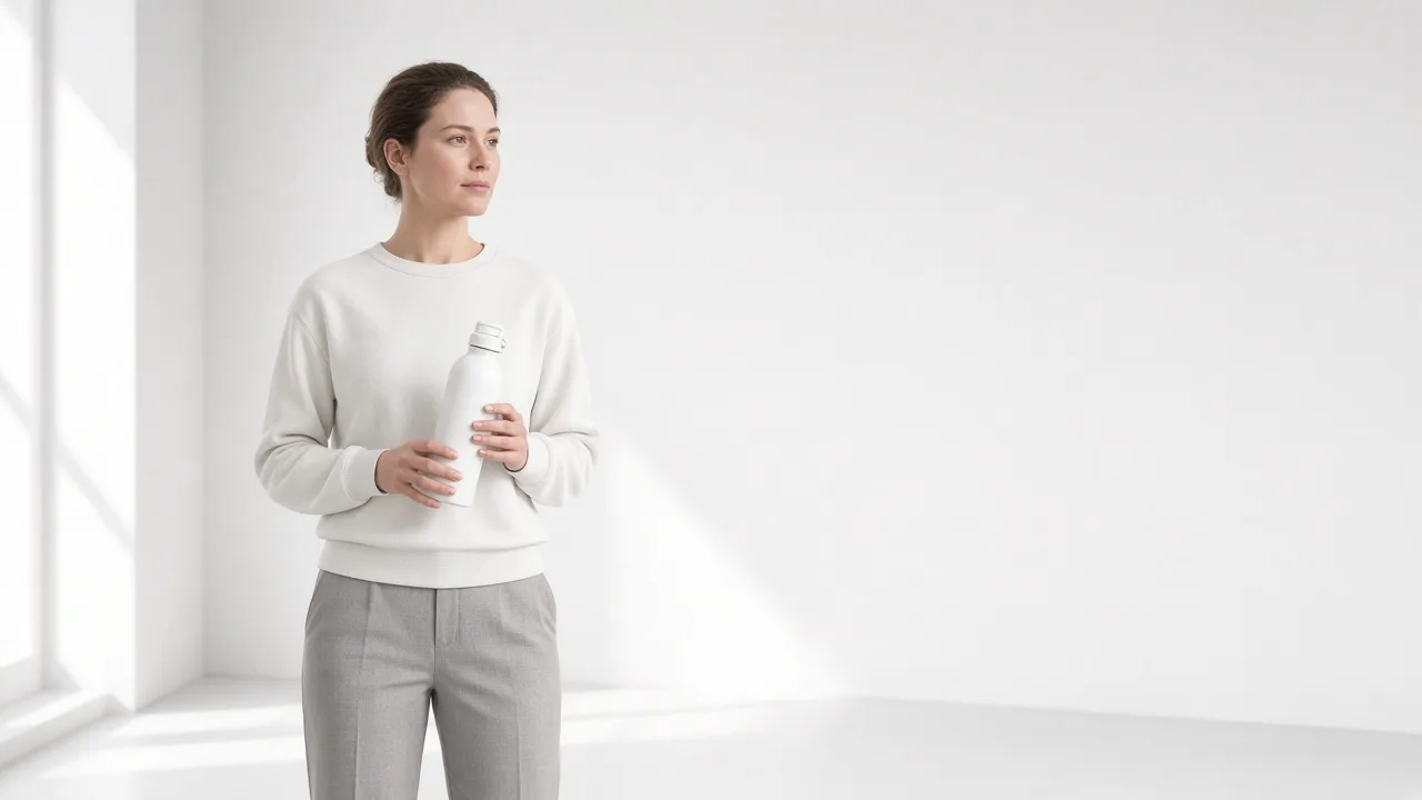 Campaign still with a lone figure in a bright room